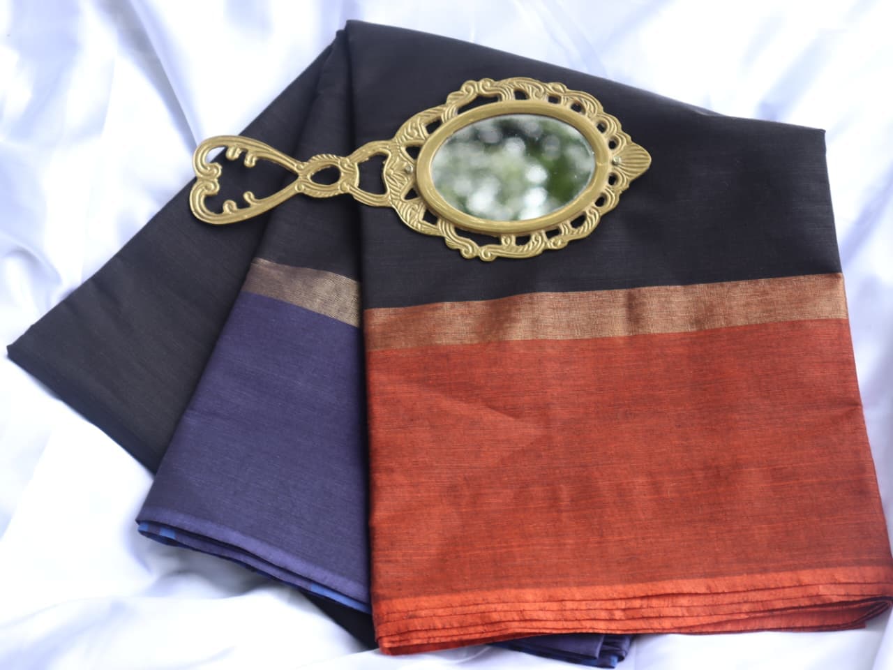 Village Cotton Saree with Double Contrast Border